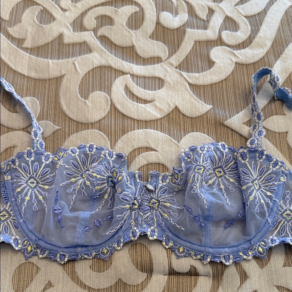 Chantelle Blue Lavender Embroidered Balconette Bra